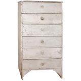 19th Century French tall grey painted six drawer dresser