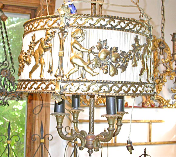 Oscar Bach Bronze and Silk Fixture