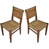 Set of 8  1960s French oak dining chairs