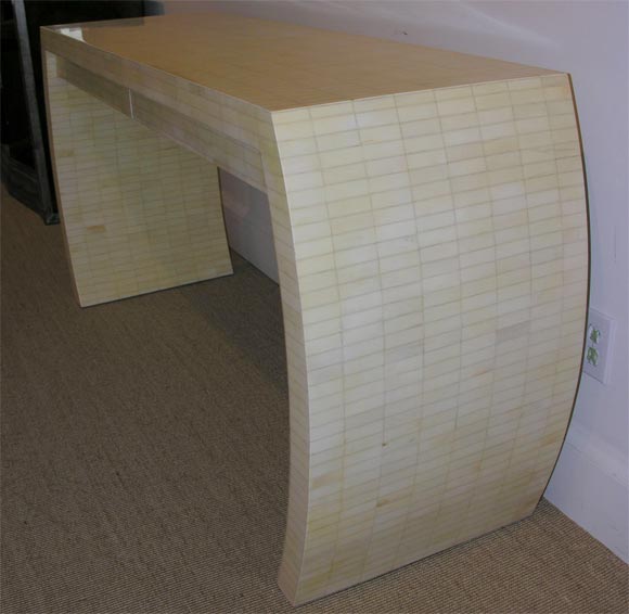 A Bone Tessellated Two Draw Console, manner of Karl Springer.