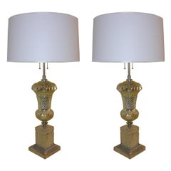 A Pair of Molded Mercury Glass Table Lamps.