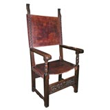 Antique Large Contenental Armchair with Leather Seat 
Back