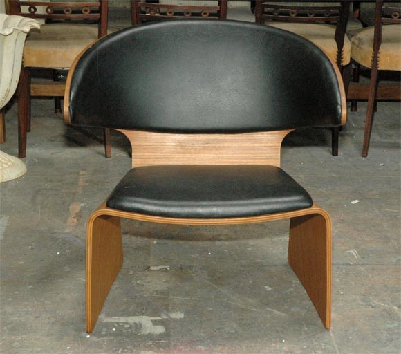 Danish Hans Olsen Bikini Chair in Black Leather