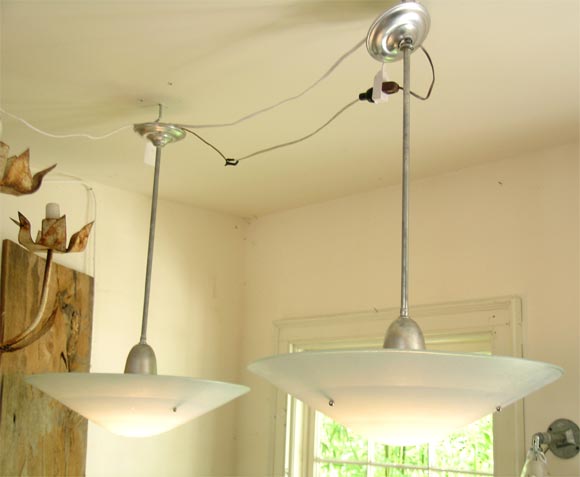 Saucer lights pale blue glass