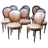 Assembled Set of 8 French Oak Dining Chairs