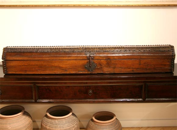 19th Century Long Studded Scroll Box