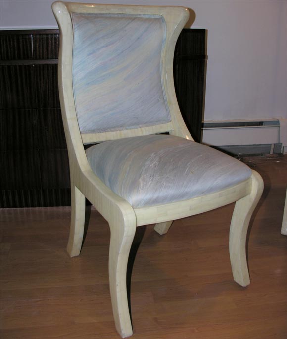 Four Sculptural Karl Springer Bone lacquered Chairs