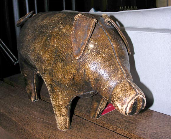 Vintage leather pig originally made for Abercrombie and Fitch. In good original weathered condition.