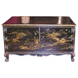 Antique 19th Century Black and Gilt Chinoiserie Cabinet