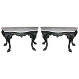 Antique Pair of Colbrookdale Marble Topped Console Tables