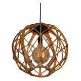 Wicker and Brass Pendant Light (2 avail)