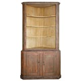 19THC ORIGINAL PAINTED TWO PIECE CORNER CUPBOARD FROM NEW ENGLAN