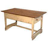 19THC DOUBLE DRAWER FARM TABLE FROM NEW ENGLAND