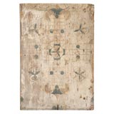 19THC ORIGINAL WHITE AND BLUE PAINTED GAME BOARD WITH HEX SIGNS