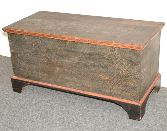 American 18THC ALL ORIGINAL PAINT DECORATED BLANKET CHEST FROM PENNA.