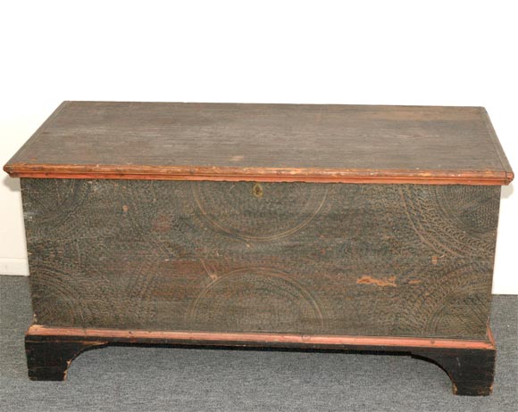 18th Century and Earlier 18THC ALL ORIGINAL PAINT DECORATED BLANKET CHEST FROM PENNA.
