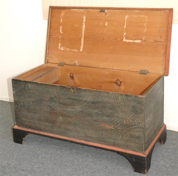 18THC ALL ORIGINAL PAINT DECORATED BLANKET CHEST FROM PENNA. 5