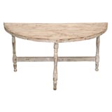 Antique 19THC ORIGINAL PUTTY PAINTED DEMI LUNE TABLE