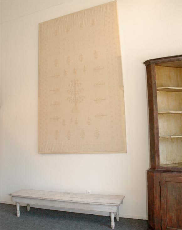 19THC ORIGINAL WHITE PAINTED POTTING BENCH FROM VERMONT