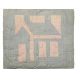 Vintage Original Rare School House  Doll Quilt From Pa.