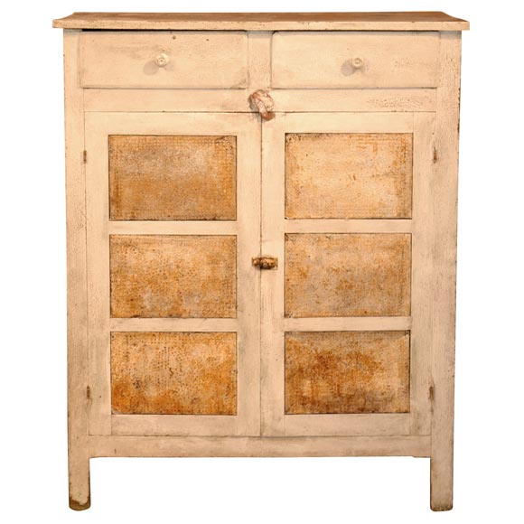 19THC ORIGINAL WHITE PAINTED PIE SAFE FROM PENNSYLVANIA