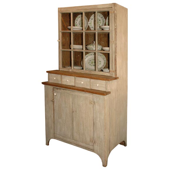 19THC STEP BACK CUPBOARD FROM NEW ENGLAND at 1stDibs