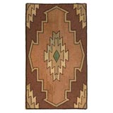 1930S HAND HOOKED MOUNTED INDIAN DESIGN AMERICAN RUG