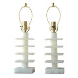 Pair of Art  Deco Alabaster Lamps