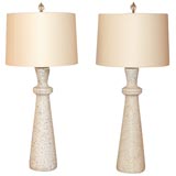 Pair of Speckled Plaster Lamps