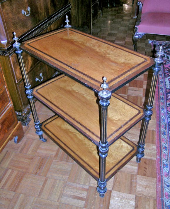 19th Century French Whatnot with Inlaid Boxwood Mahogany & Ebony