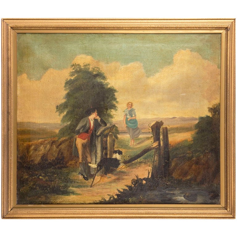 19th Century Naive Oil on Canvas