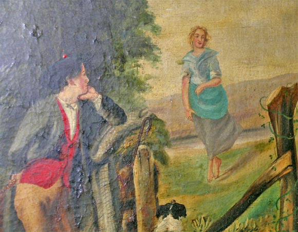 19th Century Naive Oil on Canvas For Sale 1