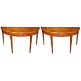 Pair of 19th Century Mahogany Demi-Lune Console Tables.
