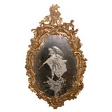 Carved 
Gilded Etched Italian Mirror