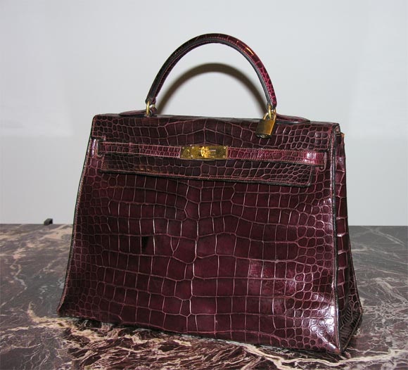 Hermes Red Crocodile Kelly with gold hardware