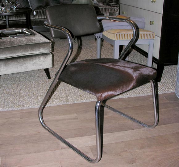 Pair of Chrome Z-form Armchairs by Helene Curtis Industries 1