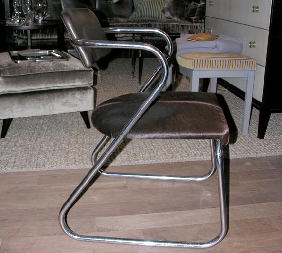Pair of Chrome Z-form Armchairs by Helene Curtis Industries 2
