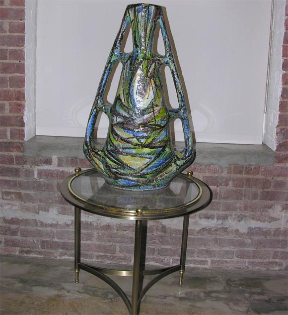 Overscaled Italian Mod Double-Handled Vase