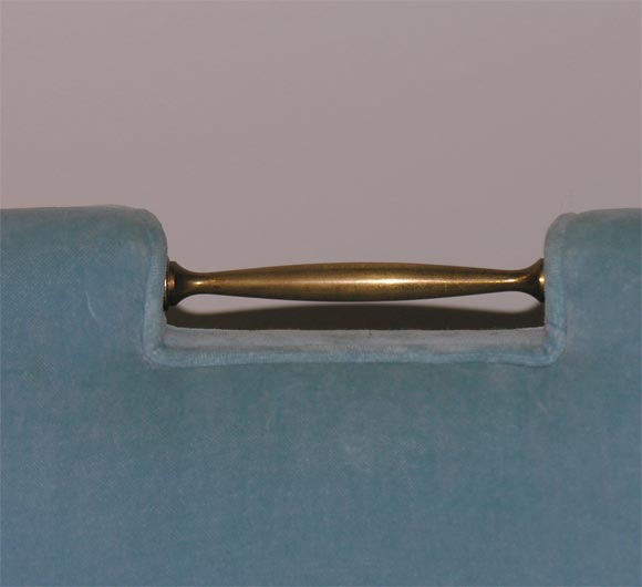 Small French Boudoir Chair with Brass Back Handle In Excellent Condition In New York, NY