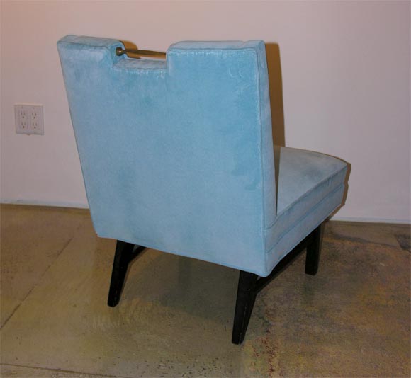Small French Boudoir Chair with Brass Back Handle 1