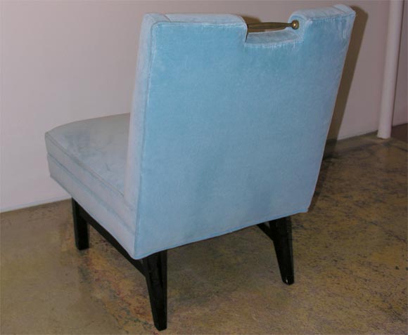 Small French Boudoir Chair with Brass Back Handle 2
