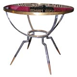 Round Gio Ponti  Iron and Brass Glass Top Side Table