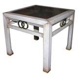 Pair of Hollywood Regency Laquered and Veneered Teak End Tables