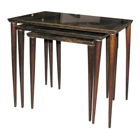 Nest of Parchment Tables by Aldo Tura