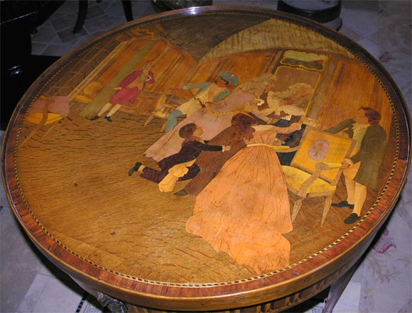 Rare Louis XVI Round Marquetry Tric Trac Table, early 19th c. 1