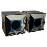 Pair 1960s OP Art Cube Tables