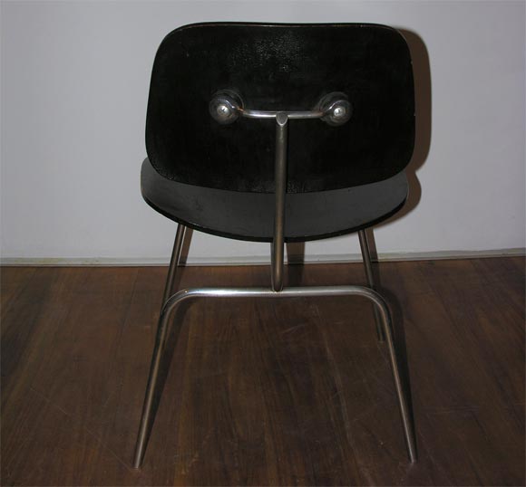Mid-20th Century Pair of Charles Eames DCM  molded plywood on chrome frame chairs