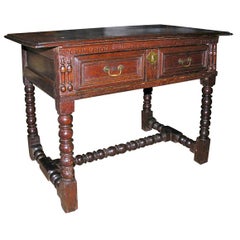 Rare English Charles II Diminutive Oak Side Table ca 1680