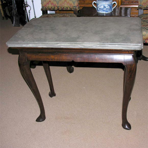 Irish Queen Anne Marble Slab Top Walnut Table ca 1715