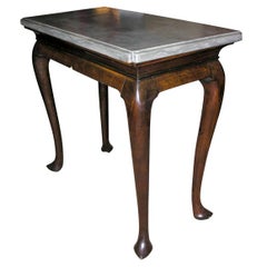 Irish Queen Anne Marble Slab Top Walnut Table ca 1715